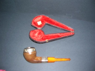 zoom immagine (Antiche pipe uomo (punzoni argento) e donna con custodie)